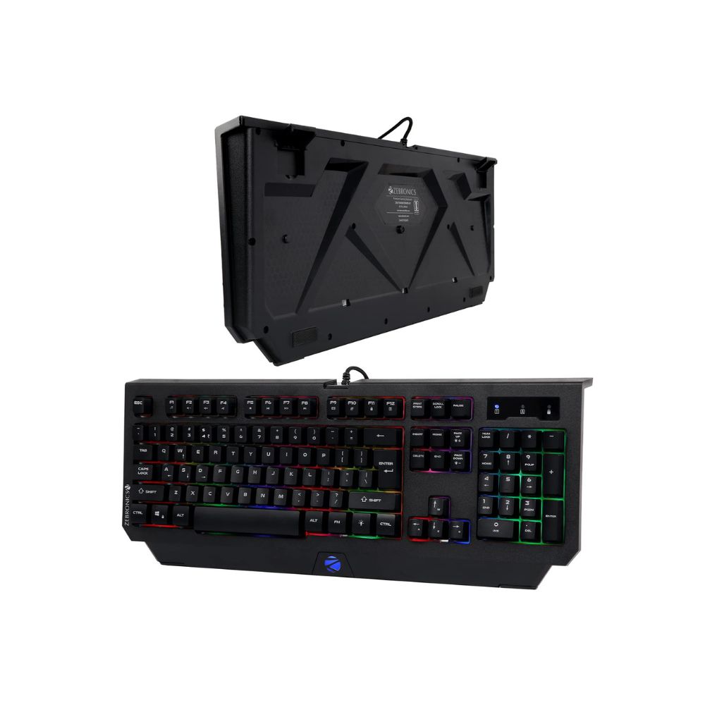 Zebronics zeb-transformer k2 gaming keyboard, 104 keys, multicolor led laser keycaps