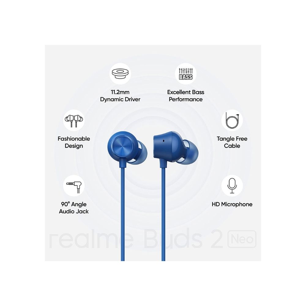 Realme Buds 2 Neo Wired in Ear Earphones with Mic (Blue)