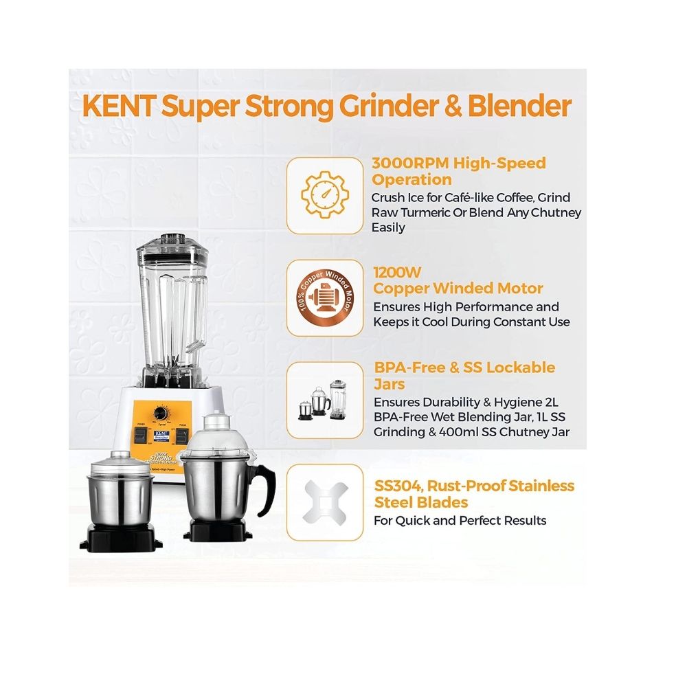 Kent Super Strong Grinder & Blender 1200w (White 16087)