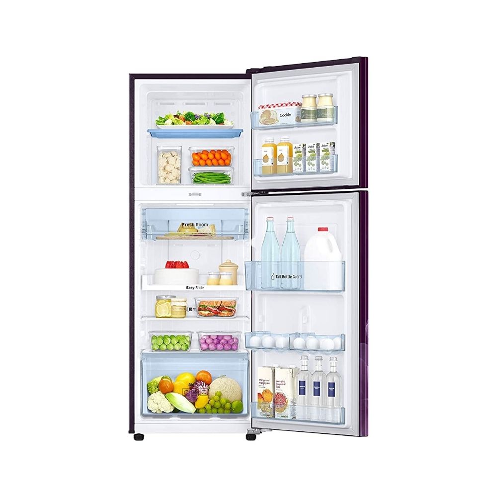Samsung 253 L 2 Star Inverter Frost-Free Double Door Refrigerator (RT28T3932CR/HL, Camellia Purple, Convertible)