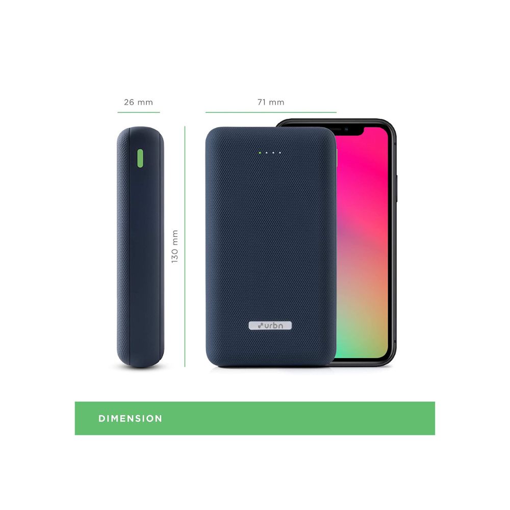 Urbn 20000 mAh Lithium_Polymer Power Bank with 22.5 Watt Super Fast Charging, Blue