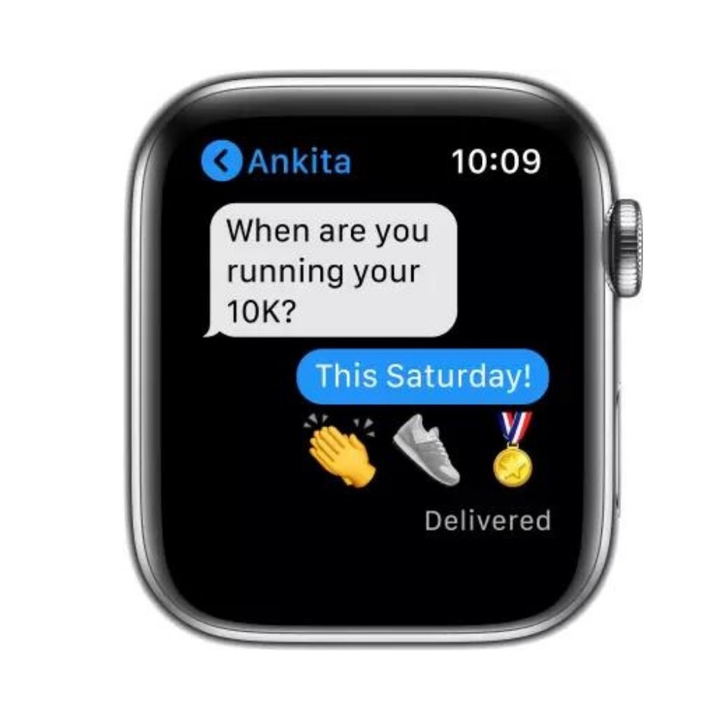 APPLE Watch Series 6 GPS + Cellular M09D3HN/A 44 mm Silver Stainless Steel Case with White Sport Band  (White Strap, Regular)