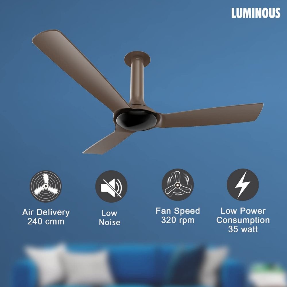 Luminous New York Chelsea 1200MM Ceiling Fan for Home and Office with BEE 5-Star, IR Remote and BLDC Motor (Caramel Brown)
