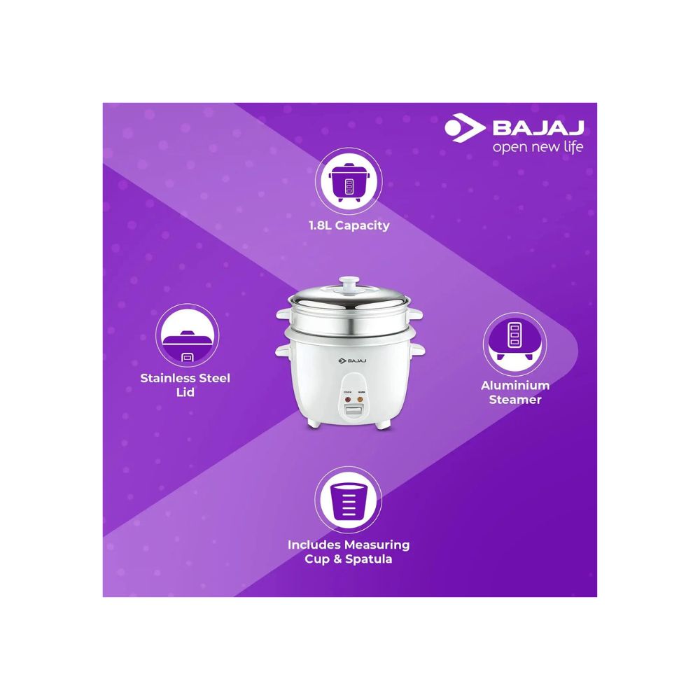 Bajaj RCX 7 1.8 Liters Rice Cooker, Multicolour