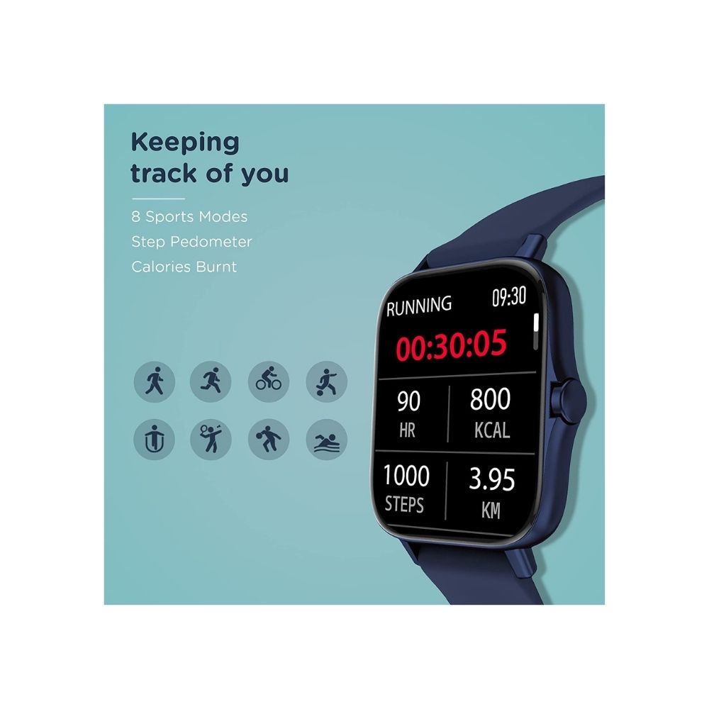 Pebble Cosmos, Bluetooth Calling smartwatch 1.7' HD Screen with SPO2(Cobalt Blue)