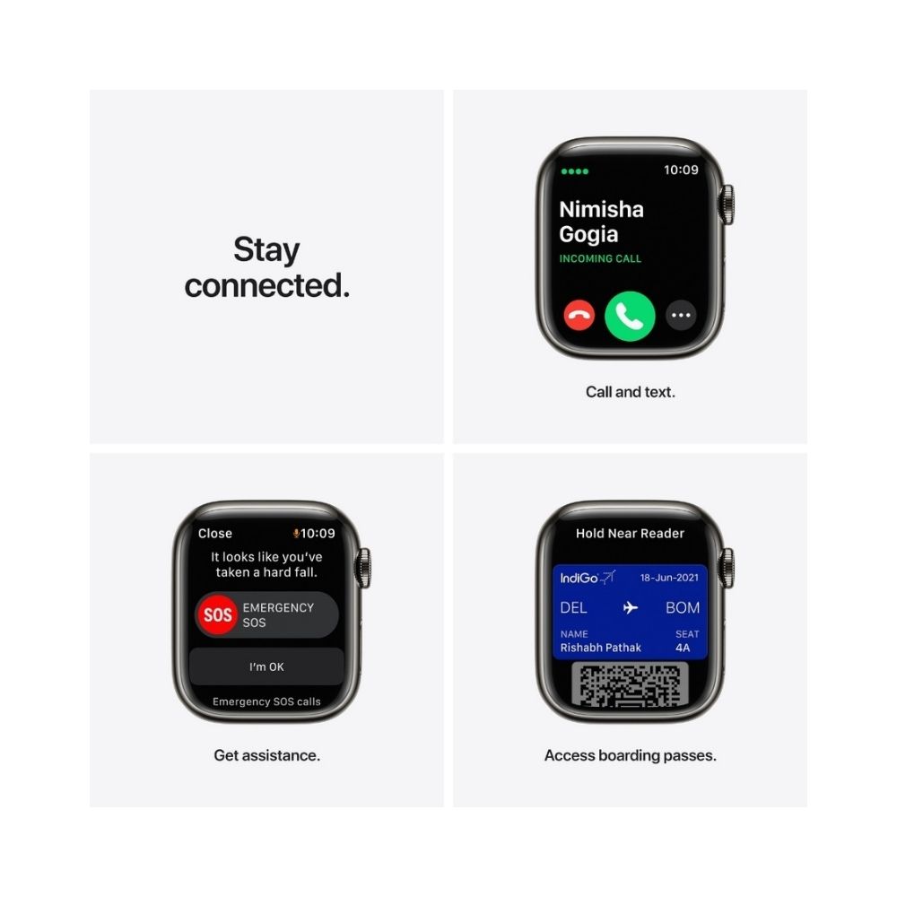 Apple Watch Series 7 GPS + Cellular, MKJ13HN/A 41 mm Stainless Steel Case  (Grey Strap, Regular)