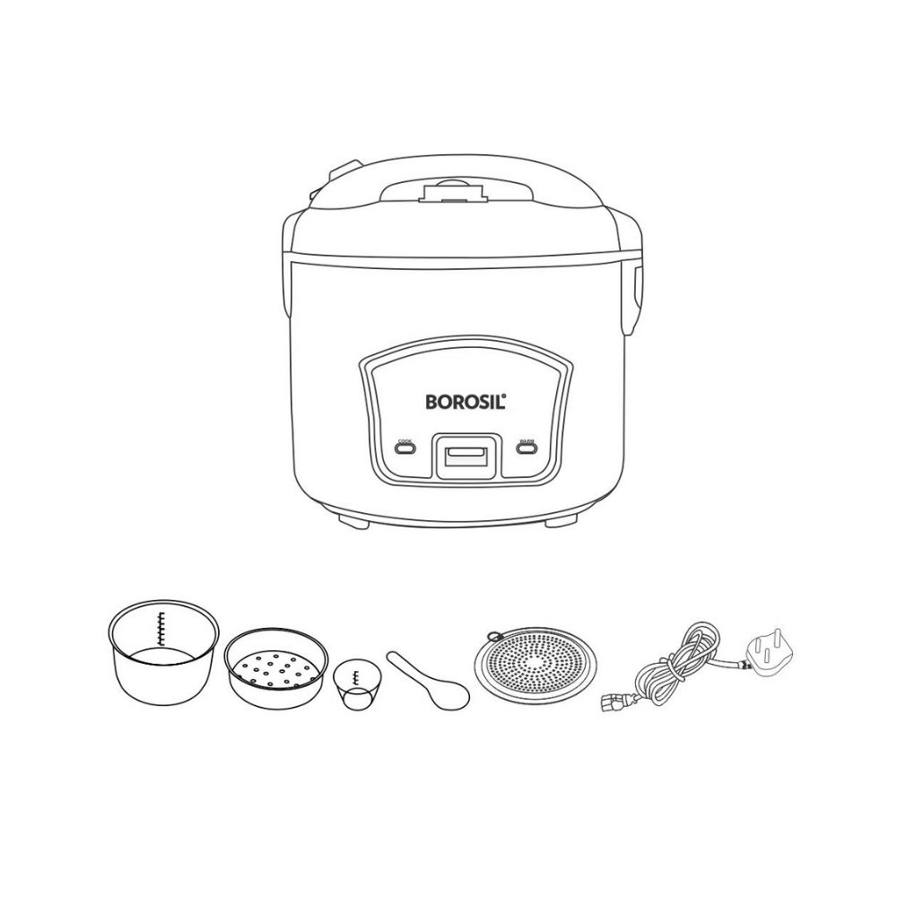 Borosil BRC28MPB23 Food Steamer, Rice Cooker (2.8 L, White)