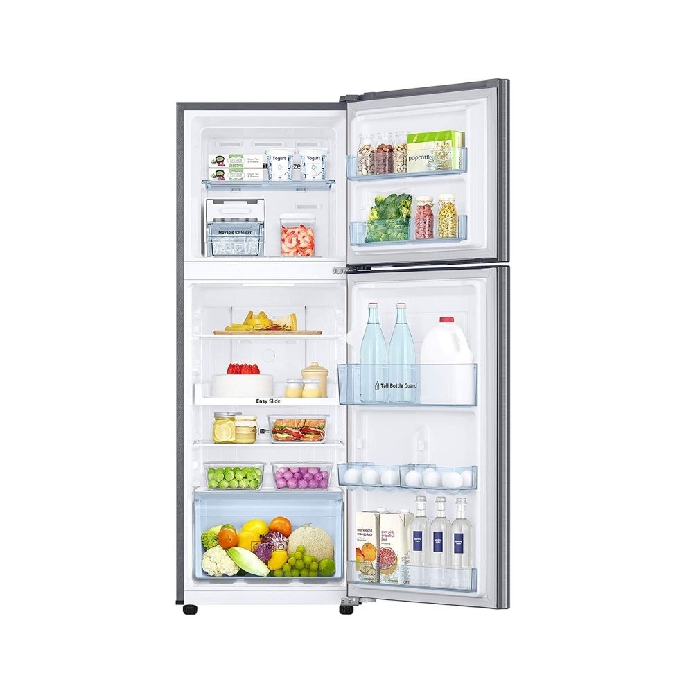 Samsung 253L 2 Star Inverter Frost Free Double Door Refrigerator(RT28A3722S8/NL, Elegant Inox, Convertible), Silver, Large