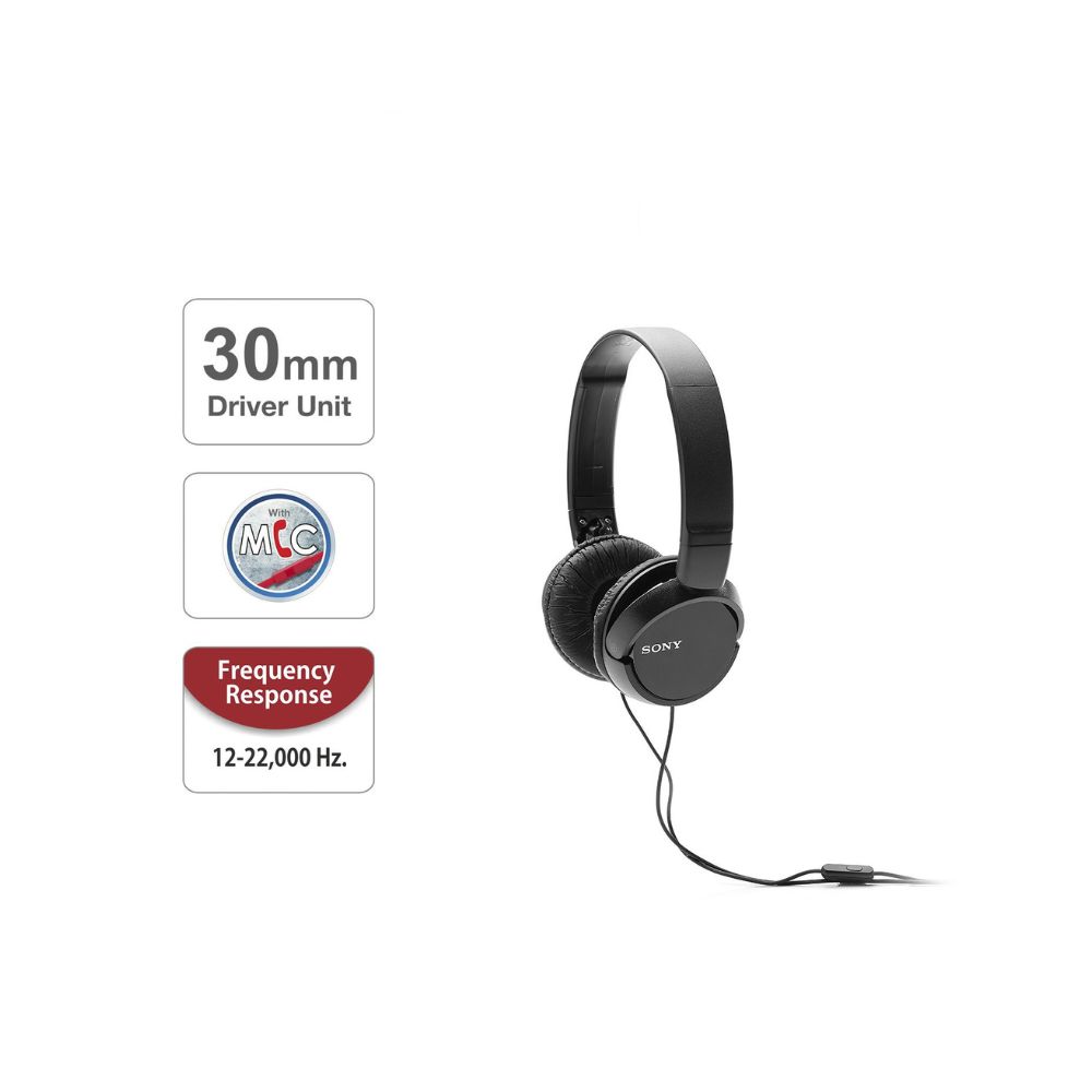 Sony MDR-ZX110AP Wired On-Ear Headphones with tangle free cable, 3.5mm Jack, Headset with Mic for phone calls