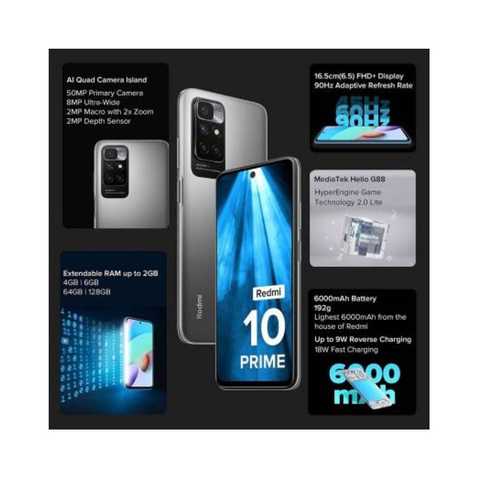 Redmi10 Prime (Phantom Black, 128 GB)  (6 GB RAM)
