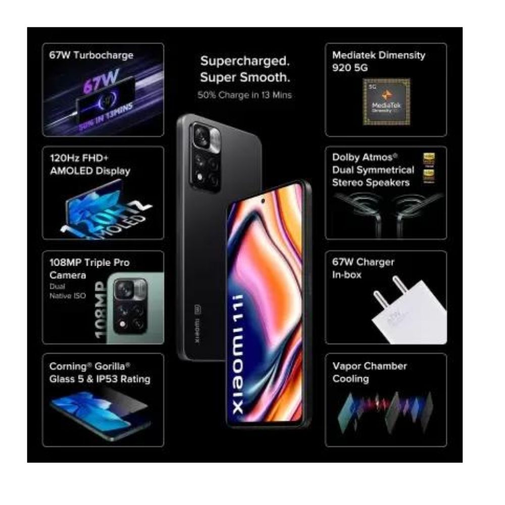 Xiaomi 11i 5G (Stealth Black, 128 GB)  (8 GB RAM)