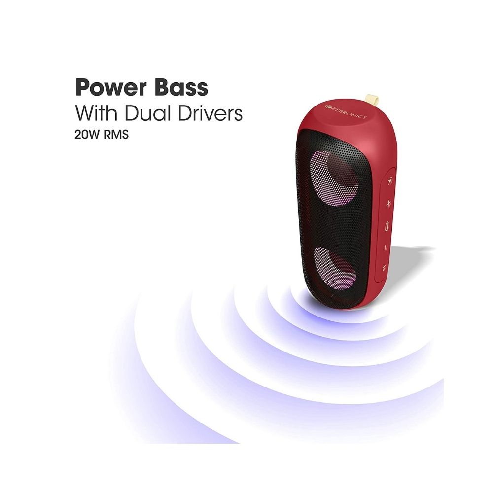 Zebronics Zeb-Music Bomb X Wireless 20W Portable Speaker (Red)
