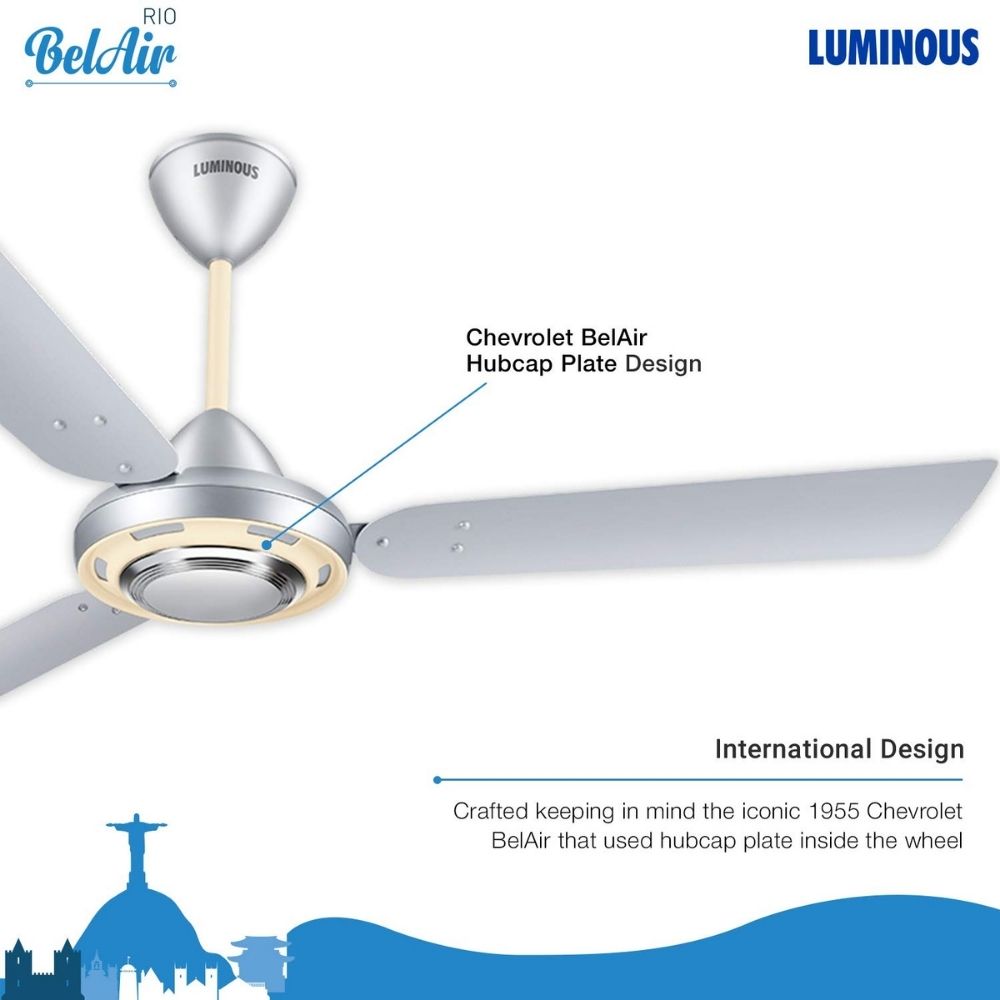 Luminous Rio Bel Air 1200mm High-Speed Designer Ceiling Fan (Prata Silver)