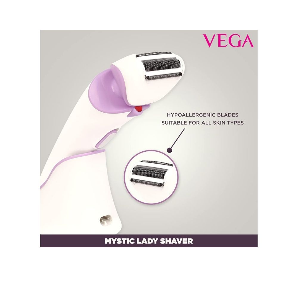 Vega Mystic Lady Shaver For Women, 90 Mins Runtime with Quick Charge(VHLS-02), White