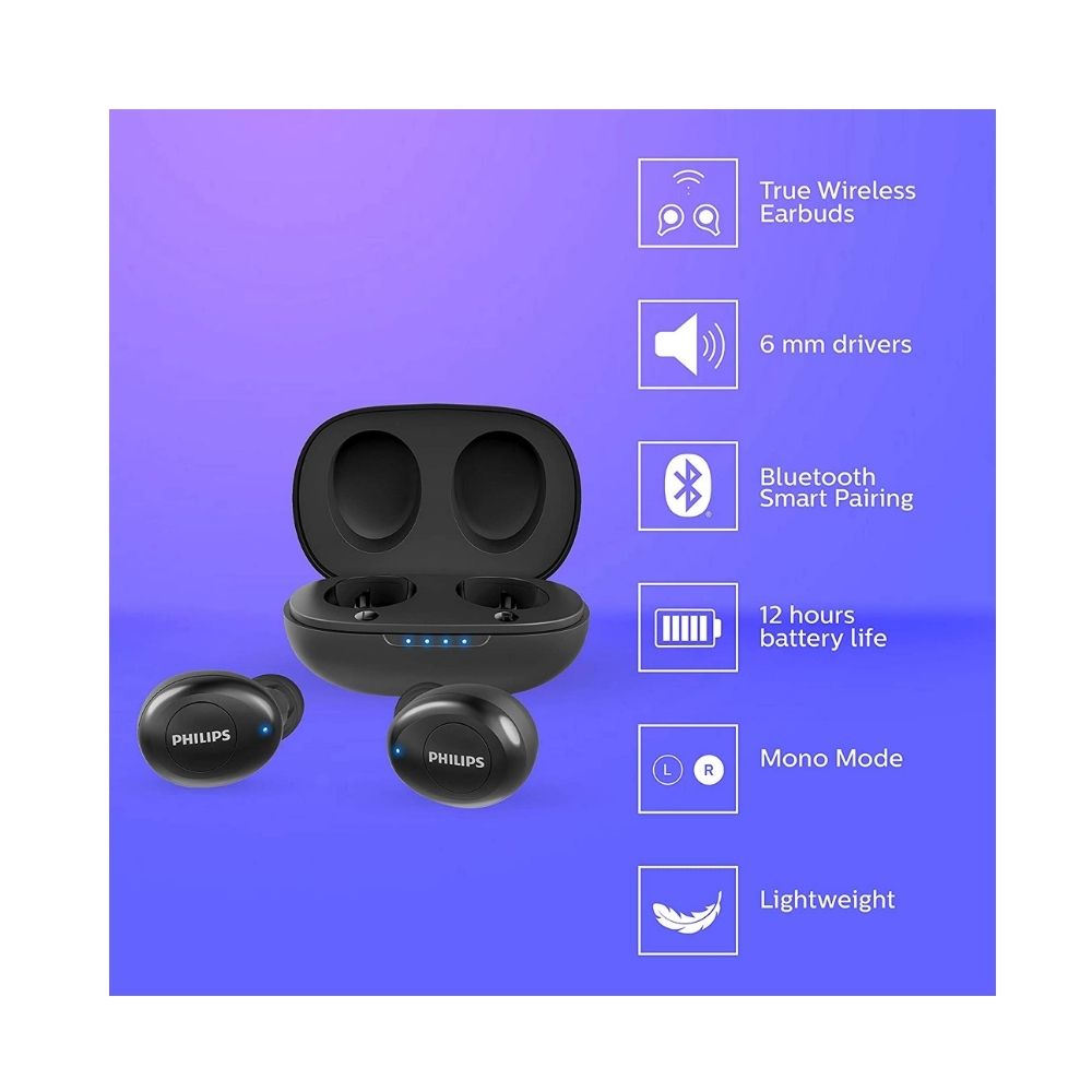 Philips Audio UpBeat TAUT102 Bluetooth 5.0 Truly Wireless Earbuds