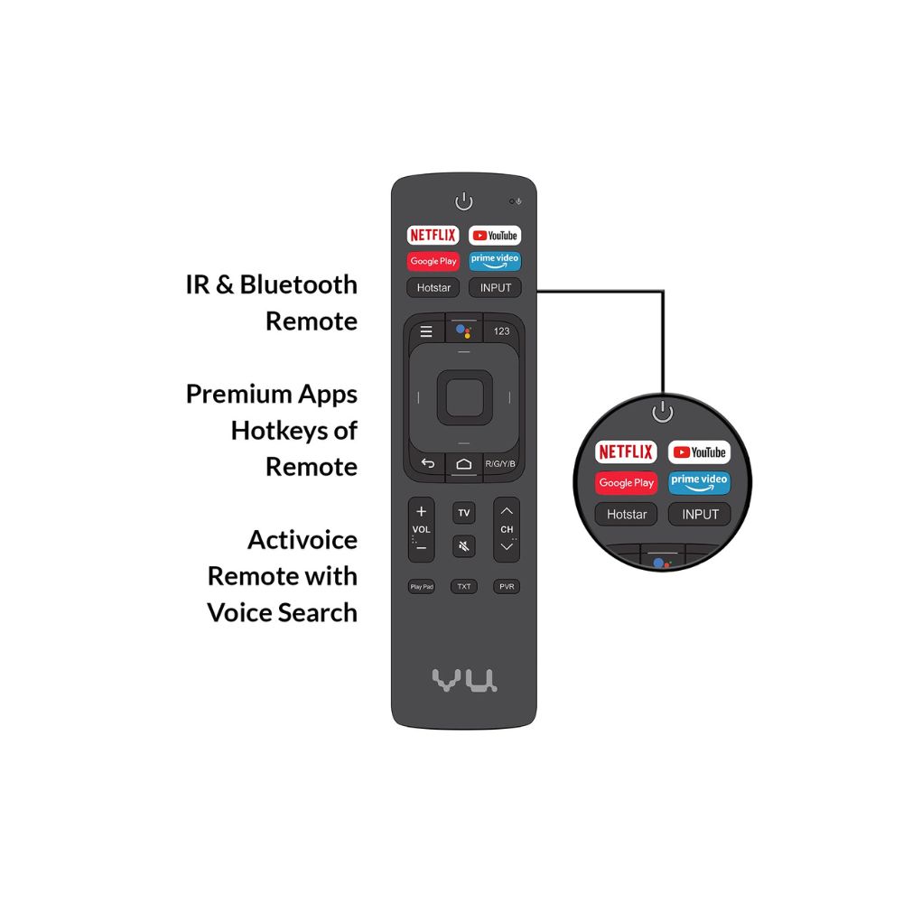 Vu 108 cm (43 Inches) Premium 4K Series Smart Android LED TV 43PM (Grey)