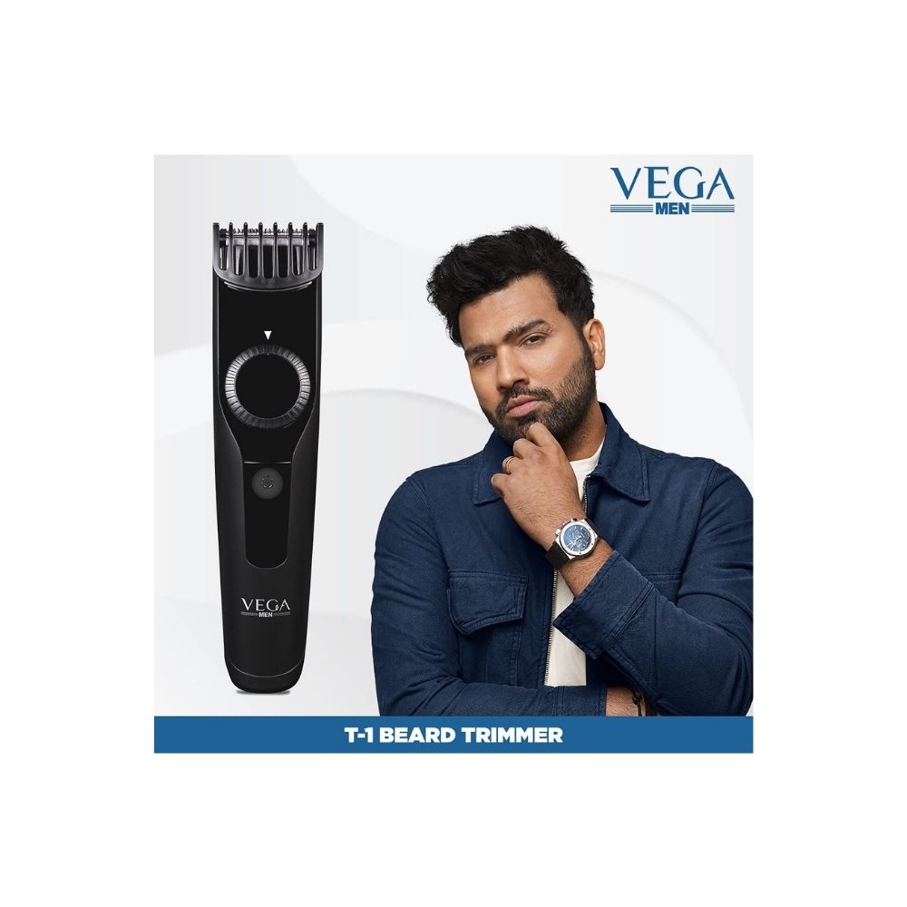 Vega Men T1 Beard Trimmer For Men With 40 Mins Run Time, Usb Charging & 23 Length Settings, (Vhth-18,Black)
