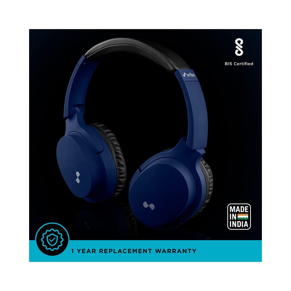 URBN Thump 550 HD Sound Deep Bass Wireless Bluetooth On Ear Headphone with in-Built Mic, (Blue)