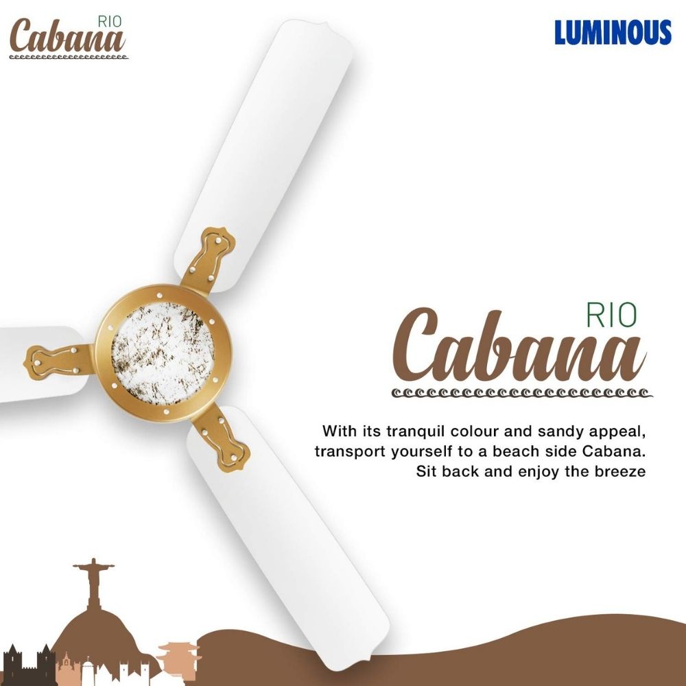 LUMINOUS 1200MM RIO CABANA C/F CRISTO WHITE 1200 mm 3 Blade Ceiling Fan  (WHITE CRISTO)