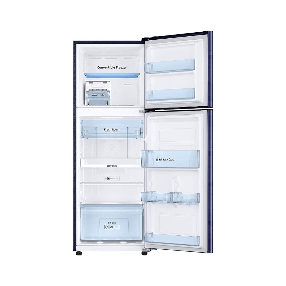 Samsung 253 L 3 Star Inverter Frost-Free Double Door Refrigerator (RT28T3753UV/HL, Blue Wave, Convertible)
