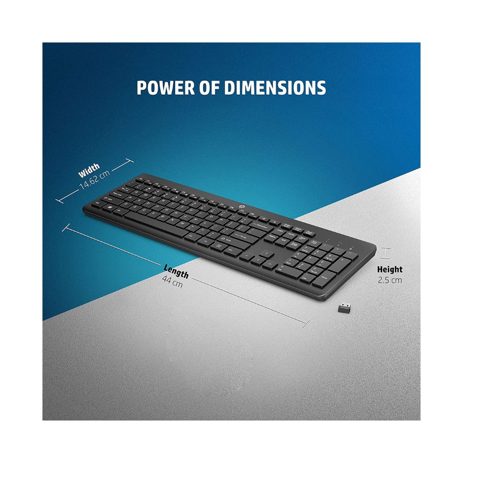HP 230 Wireless Keyboard with 12 Function Keys, 2.4GHz Wireless Connection Up to 32.8ft  (3L1E7AA)