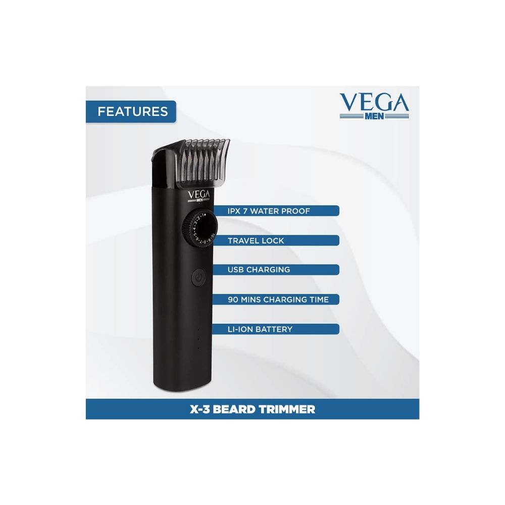 Vega Men X3 Beard Trimmer For Men With Quick Charge(VHTH-24)