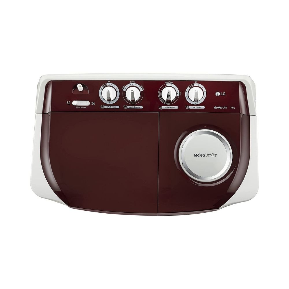 LG 7 kg Semi Automatic Top Load  White, Burgabdy red  (P7010RRAZ)