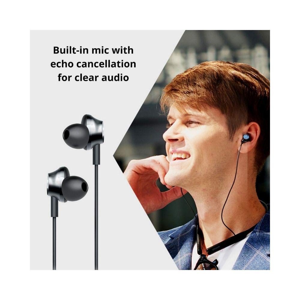 Philips Audios Performance TAPN402BK in-Ear Neckband Bluetooth Earphones with IPX4 Splash-Proof Design, Upto 14H Playtime, Built-in Mic & Deep Bass (Black)