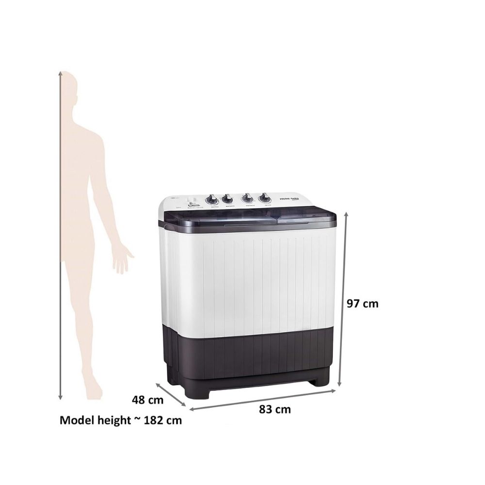 Voltas Beko 7.5 kg 5 Star Semi-Automatic Top Load Washing Machine ( WTT75DGRT, Grey)