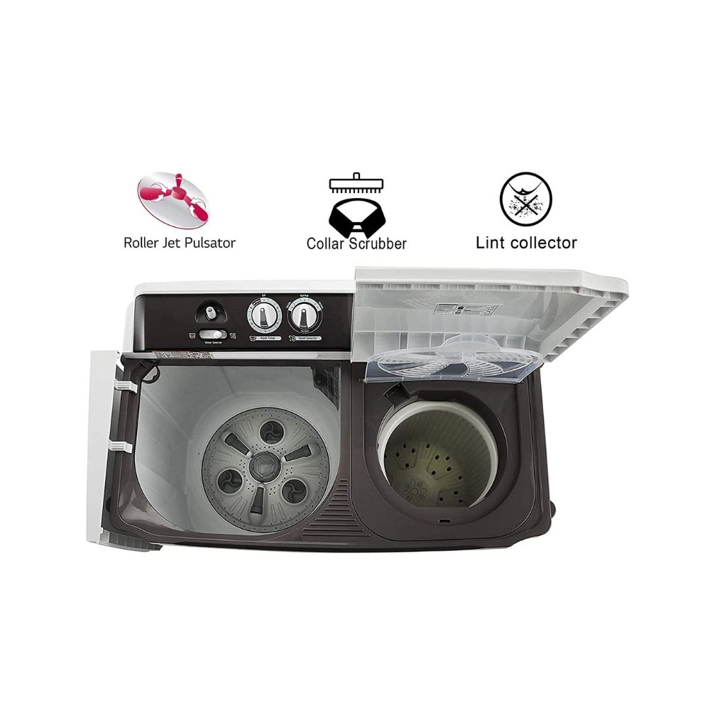 LG 9 kg 5 Star Rating Semi Automatic Top Load Grey, White  (P9040RGAZ)