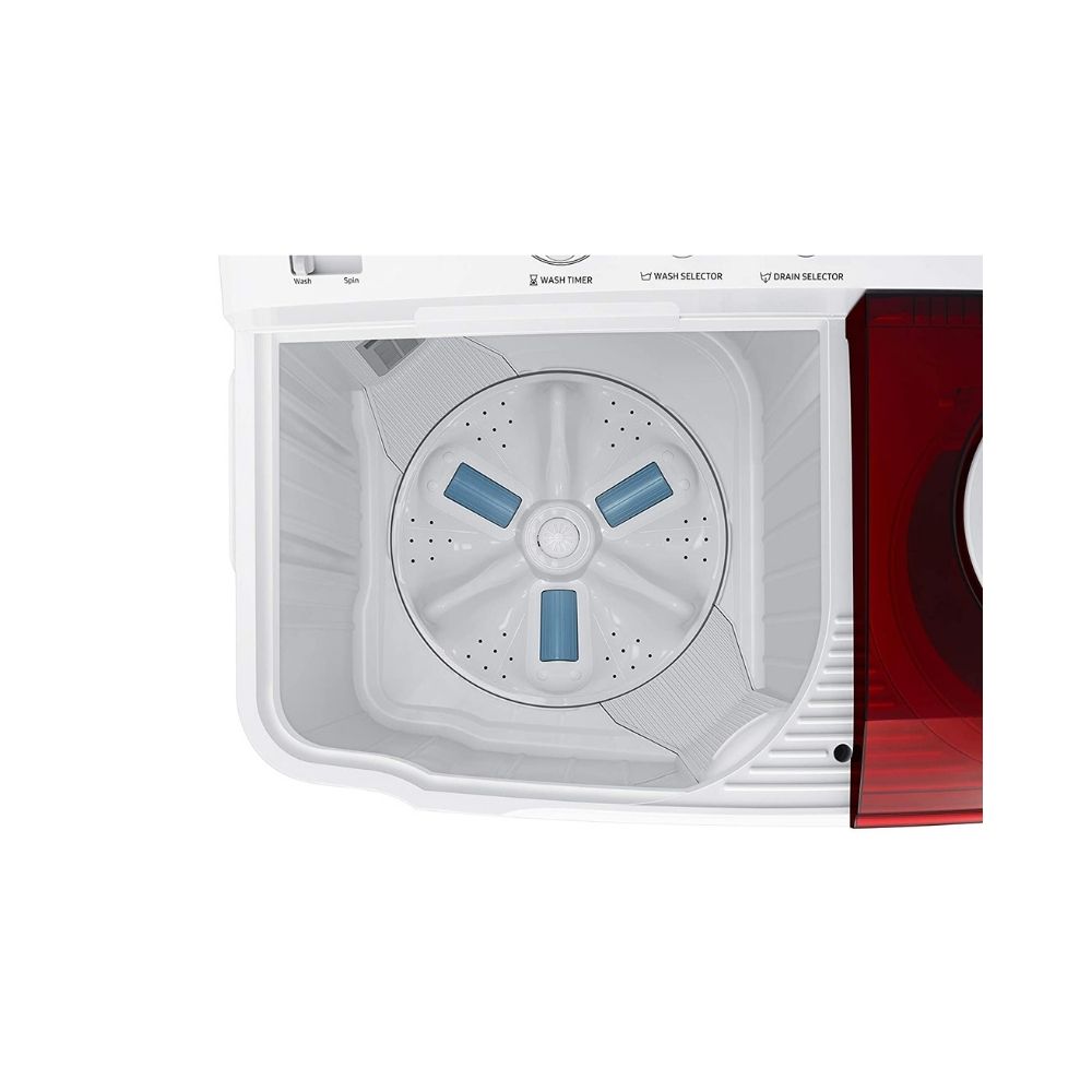 Samsung 8.5 Kg Semi-Automatic 5 Star Top Loading Washing Machine (WT85R4200RR/TL, Light Grey, Red Lid )