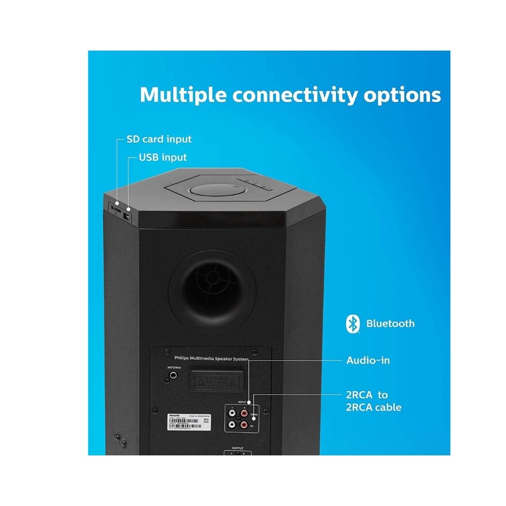 Philips Audio MMS8085B/94 2.1 Channel 80W Multimedia Speaker System with Convertible Soundbar