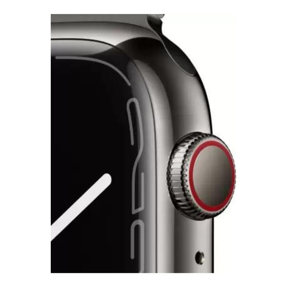 APPLE Watch Series 7 GPS + Cellular, MKL33HN/A 45 mm Stainless Steel Case  (Grey Strap, Regular)