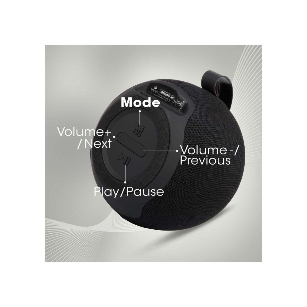 Zebronics ZEB-BELLOW 40 Wireless Bluetooth v5.0 Fabric Finish 8W Portable Speaker (Black)