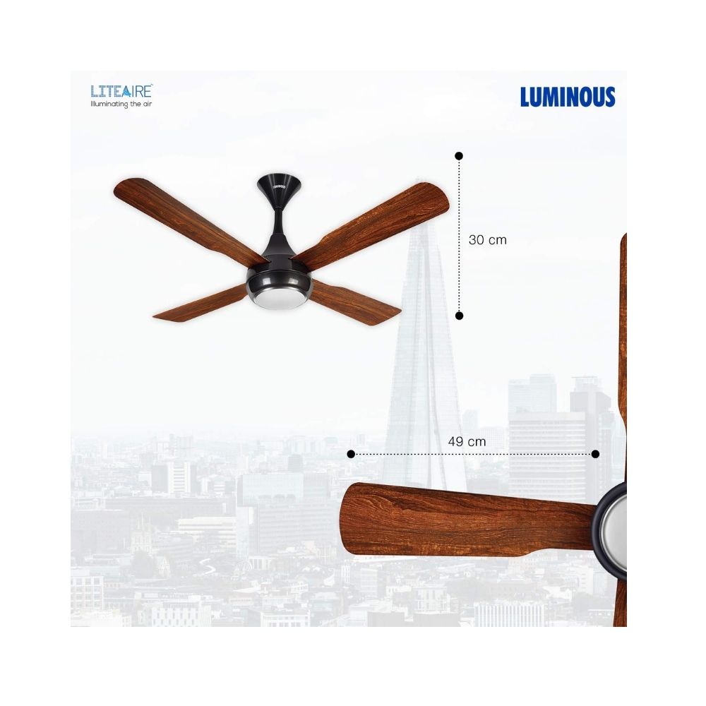 Luminous Lite Aire 1200mm Ceiling Fan (Kraft Wood), Brown