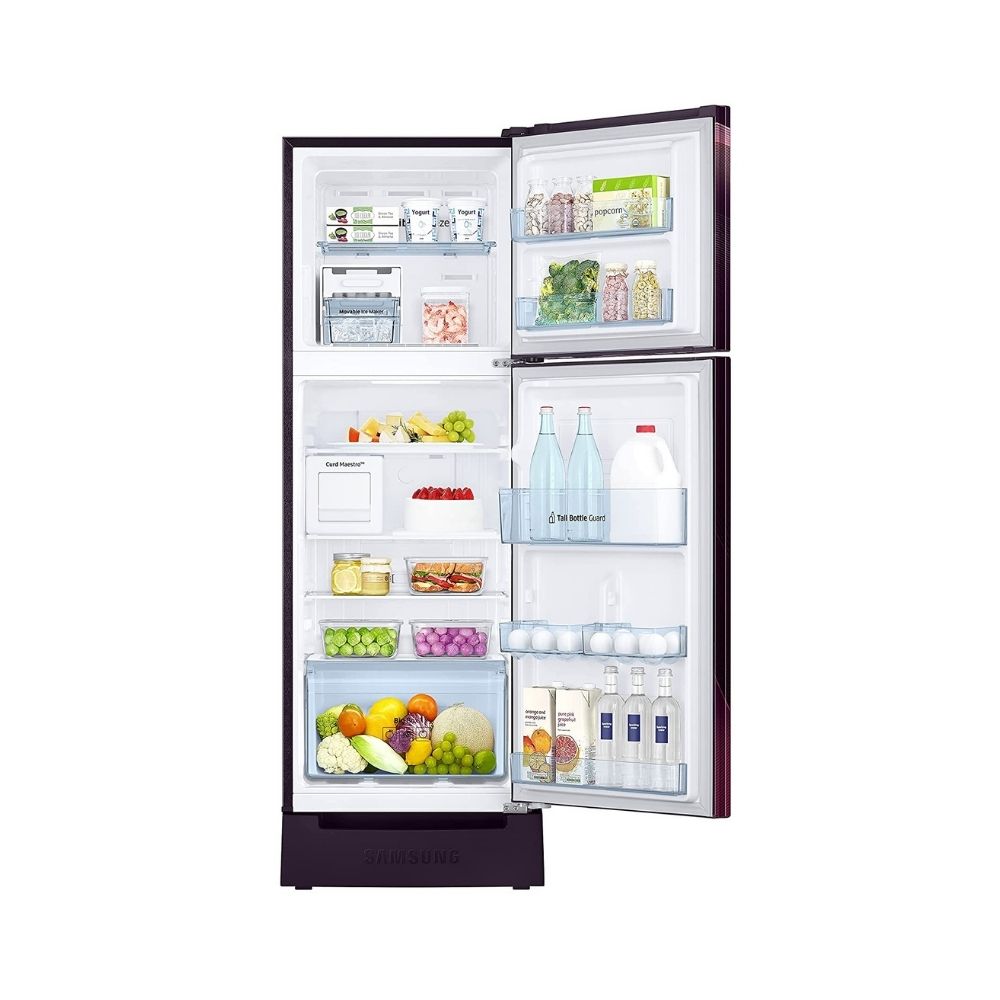 Samsung 244 L 3 Star Frost Free Double Door Refrigerator Rythmic Twirl Red (RT28A3C234R)