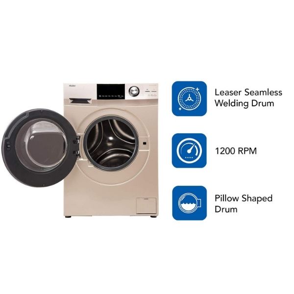 Haier 7.5 kg Fully Automatic Front Load with In-built Heater Gold  (HW75-BD12756NZP)