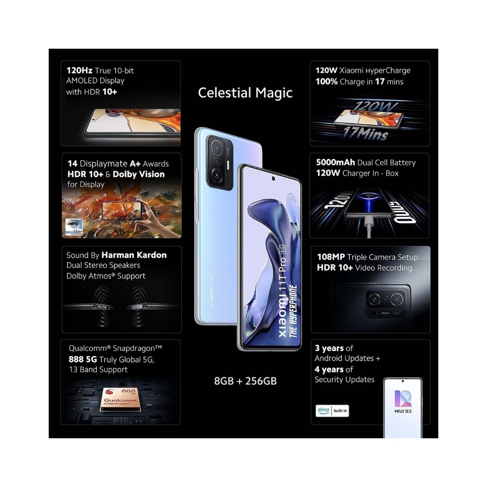 Xiaomi 11T Pro 5G (Celestial Magic,8GB RAM,256GB Storage)