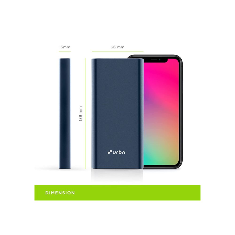 Urbn 10000 mAh Power Bank UPR101 with 20 Watt Super Fast Charging, Blue