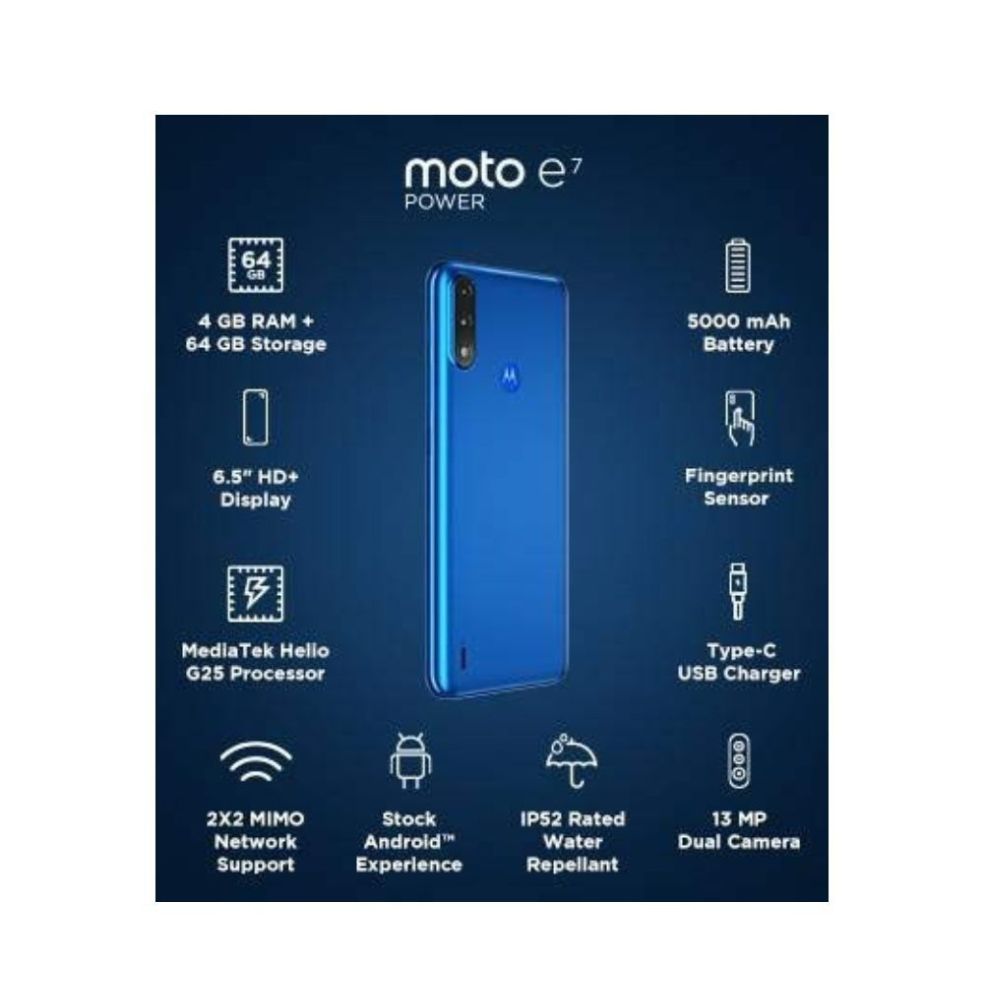 Motorola E7 Power (Blue, 4GB RAM, 64GB Storage)