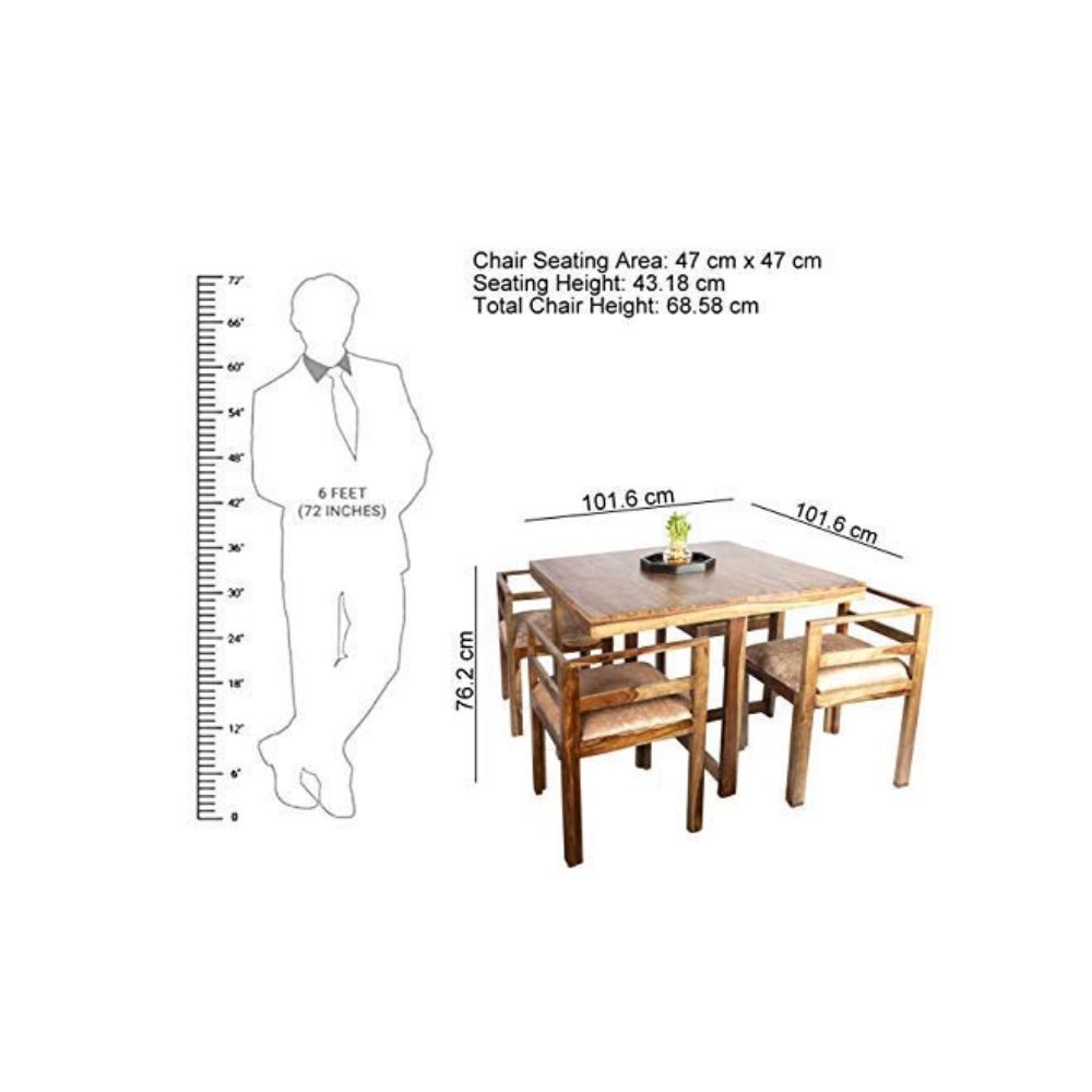 Aaram By Zebrs  Furniture Solid Sheesham Wooden 4 Seater Coffee Table Set/Center Table with 4 Stools for Home & Hotel Living Room(Natural Finish)