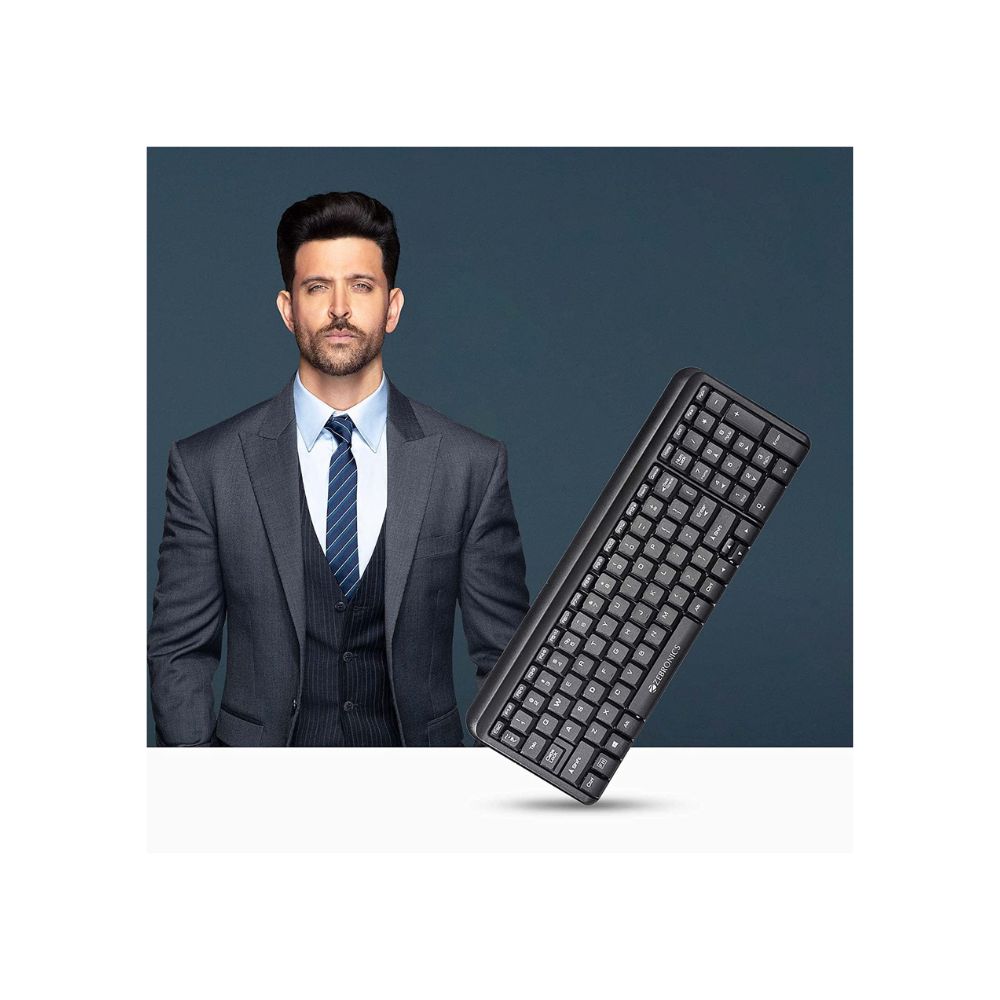 Zebronics Zeb-Glide USB Wired Multimedia Keyboard for PC/Laptop with Rupee Symbol Key
