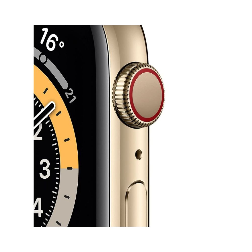 New Apple Watch Series 6 (GPS + Cellular, 44mm) - Gold Stainless Steel Case with Deep Navy Sport Band