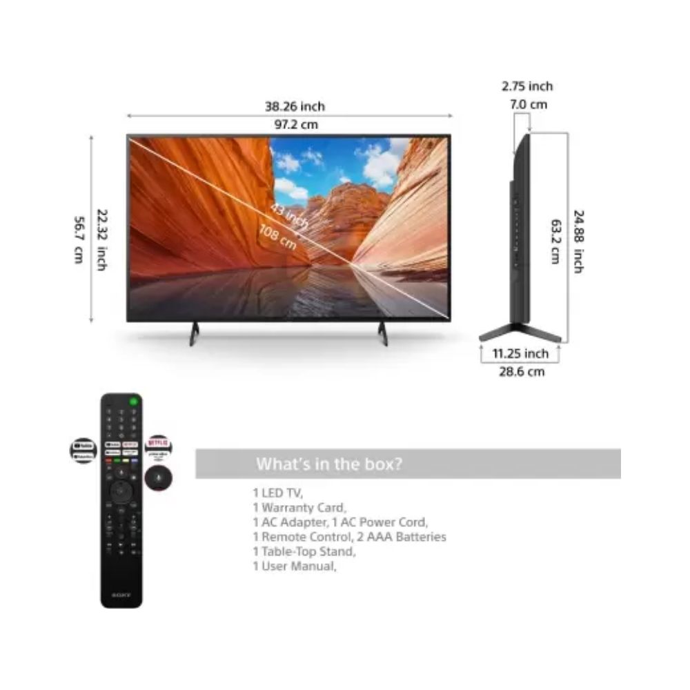 SONY X80J 108 cm (43 inch) Ultra HD (4K) LED Smart TV  (KD-43X80J)