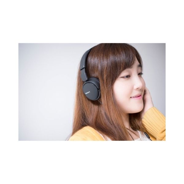 Sony MDR-ZX110AP Wired On-Ear Headphones with tangle free cable, 3.5mm Jack (Black)