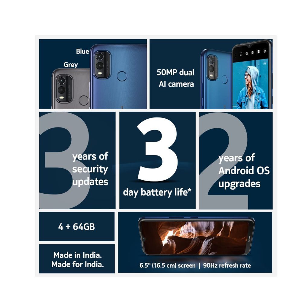 Nokia G11 Android 12 Smartphone 4GB RAM + 64GB Storage Lake Blue