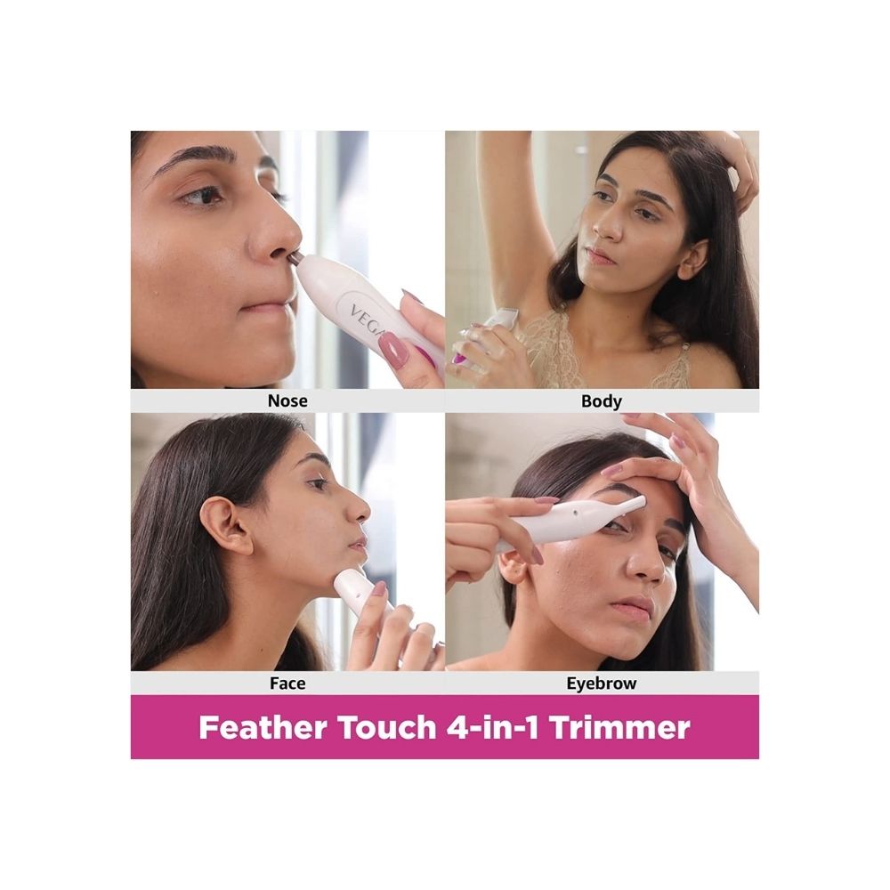 Vega Feather Touch 4 In 1 Trimmer for Women(VHBT-03), White