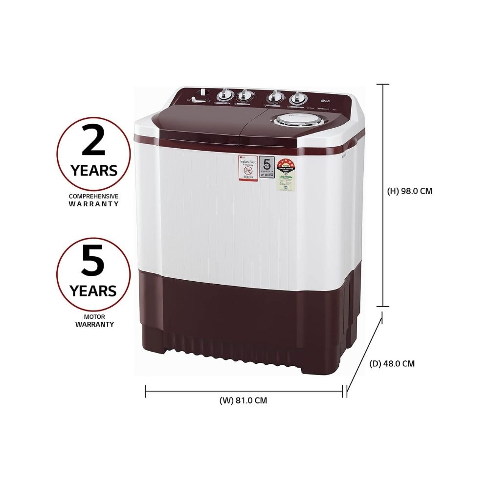 LG P8035SRAZ 8 kg Semi Automatic Washing Machine, Burgabdy red (P8035SRAZ)