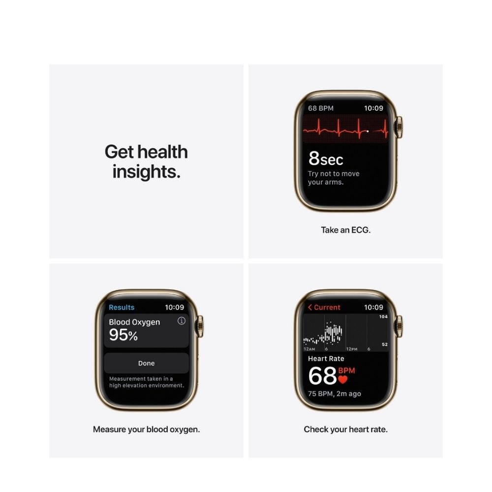 Apple Watch Series 7 GPS + Cellular, MKJ03HN/A 41 mm Stainless Steel Case  (Gold Strap, Regular)