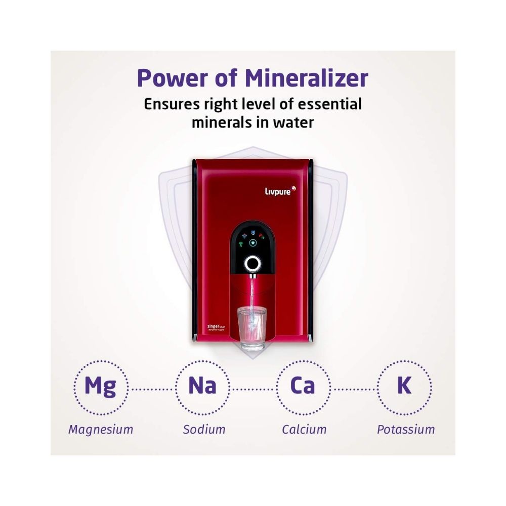 Livpure Liv-Zinger-HR 6.5 L RO + UV + UF + Minerals Water Purifier  (Red)